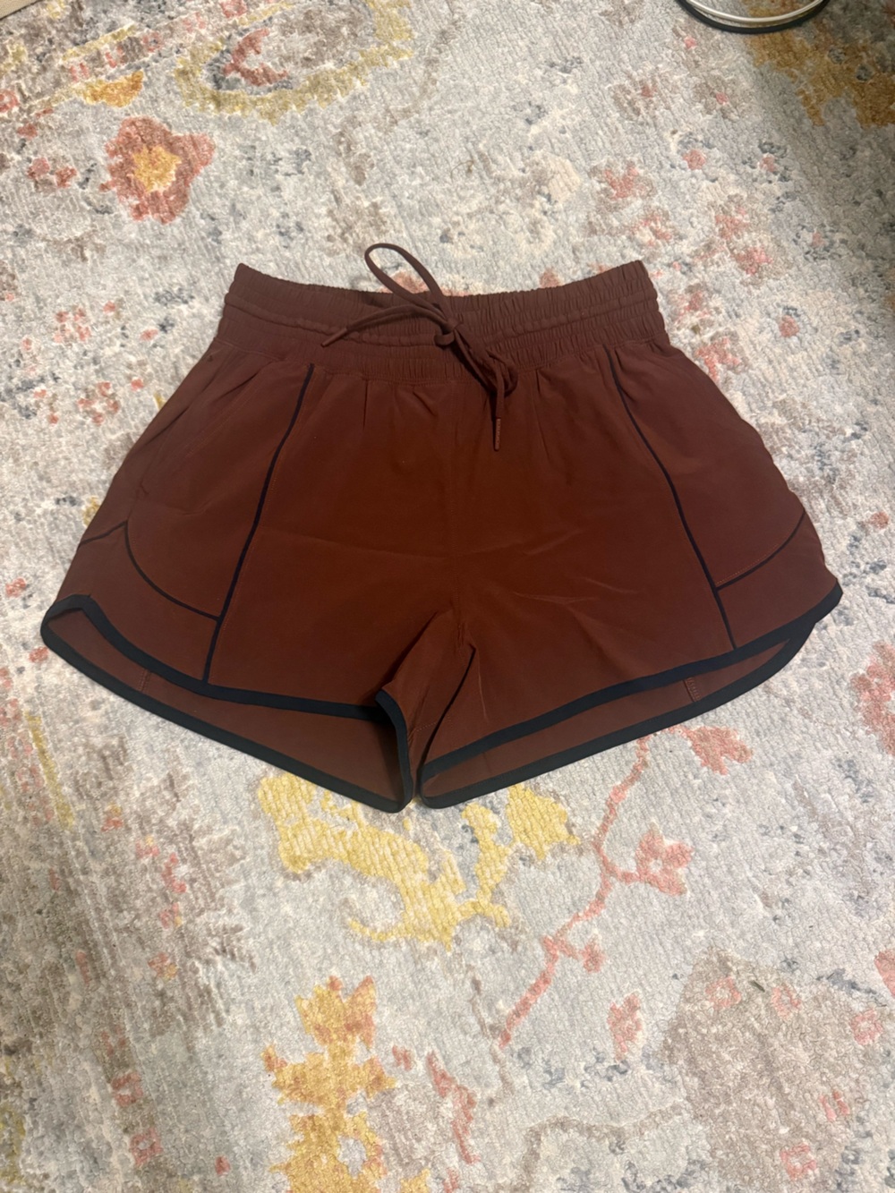Abercrombie YPB High-Waist Maroon Athletic Shorts with Contrast Trim